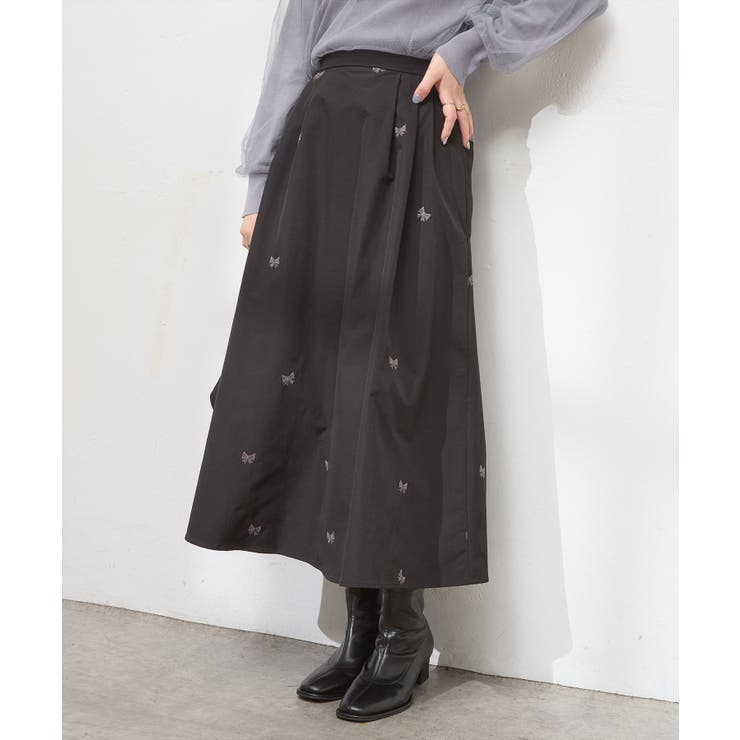 【natural couture】リボン刺繍タックフレアスカート | NICE CLAUP / OLIVE des OLIVE　OUTLET | 詳細画像19 