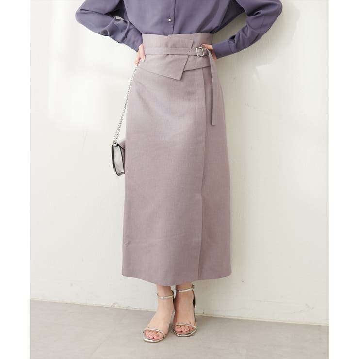 グラビル　zipスカート ベルト付きサテンナロースカート(SKIRT（スカート）)｜CELFORD（セル