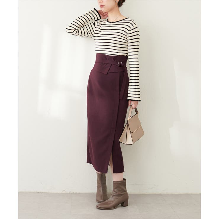 グラビル　zipスカート NICOLE CLUB（ニコル クラブ）の「プリーツMIXフレアスカート