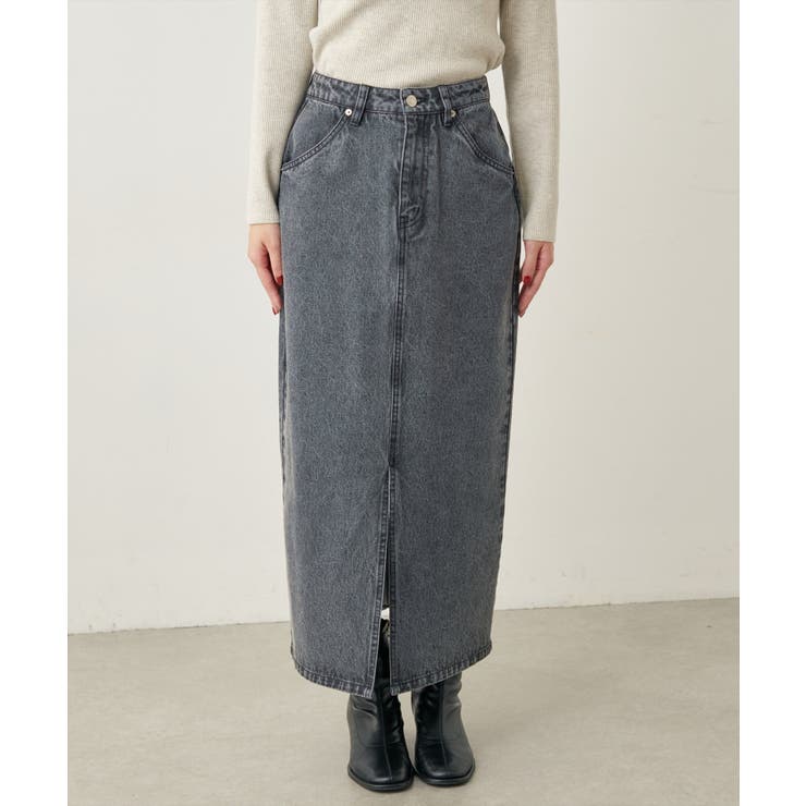 natural couture】デニムストレートスカート[品番：NCLW0015129