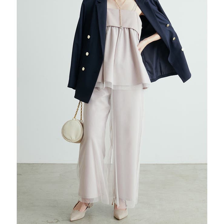 【natural couture】T/Rツイルチュールロングパンツ | NICE CLAUP / OLIVE des OLIVE　OUTLET | 詳細画像1 