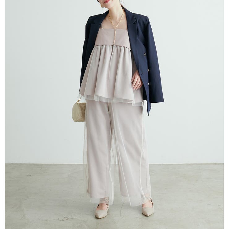 【natural couture】T/Rツイルチュールロングパンツ | NICE CLAUP / OLIVE des OLIVE　OUTLET | 詳細画像4 