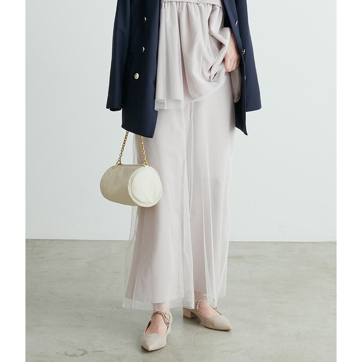 Lベージュ | 【natural couture】T/Rツイルチュールロングパンツ | NICE CLAUP / OLIVE des OLIVE　OUTLET