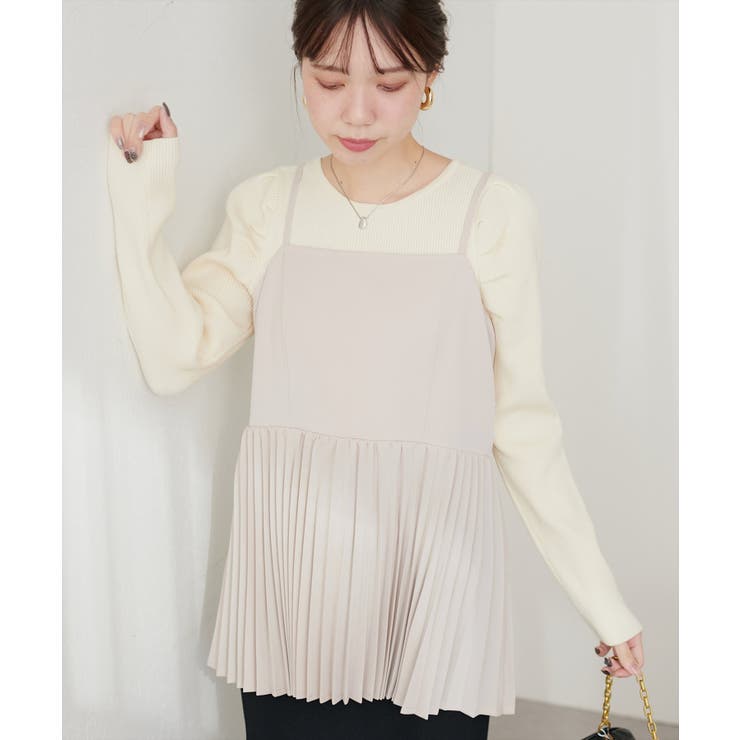 【natural couture】細プリーツキャミブラウス | NICE CLAUP / OLIVE des OLIVE　OUTLET | 詳細画像1 