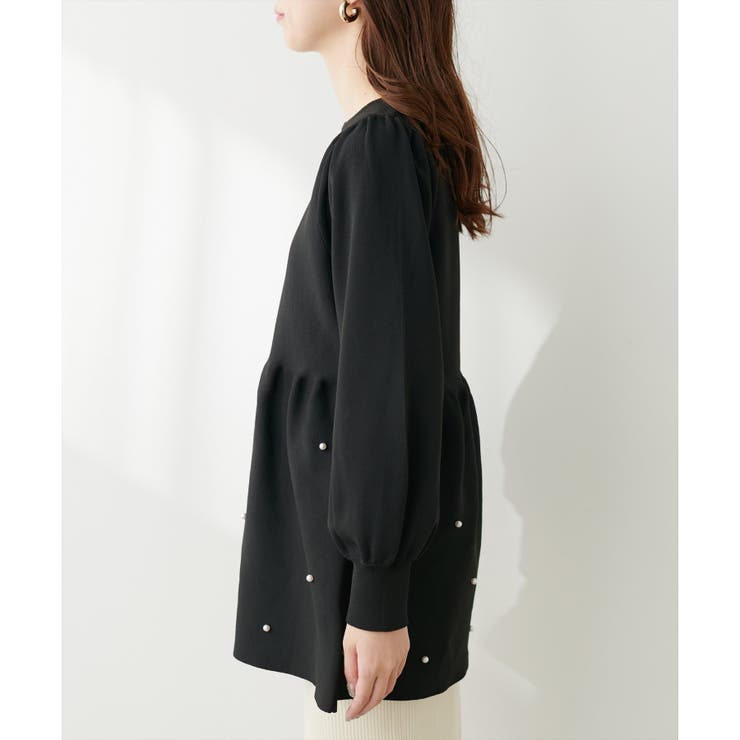 美品 M'S GRACY パール付き ペプラム ニット ピンク 38 美品 M´S GRACY パール付き ペプラム ニット ピンク 38