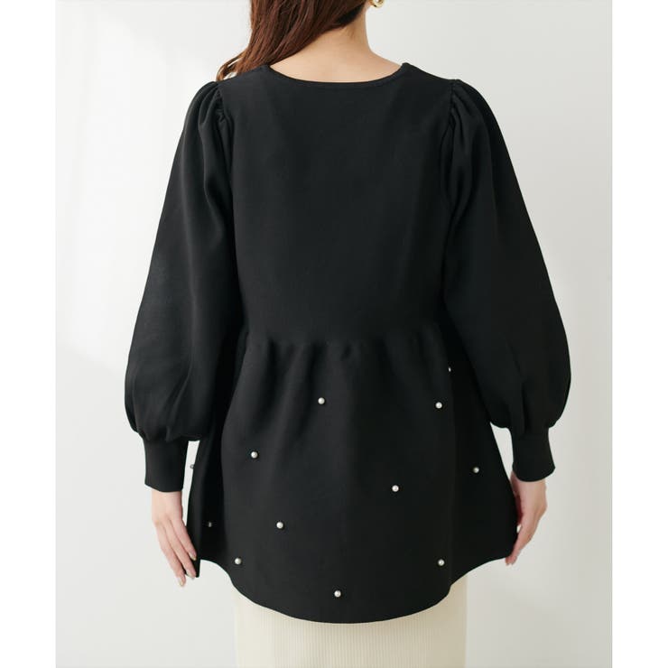 mamamo＞パール付きペプラムニット[品番：NCLW0014811]｜NICE