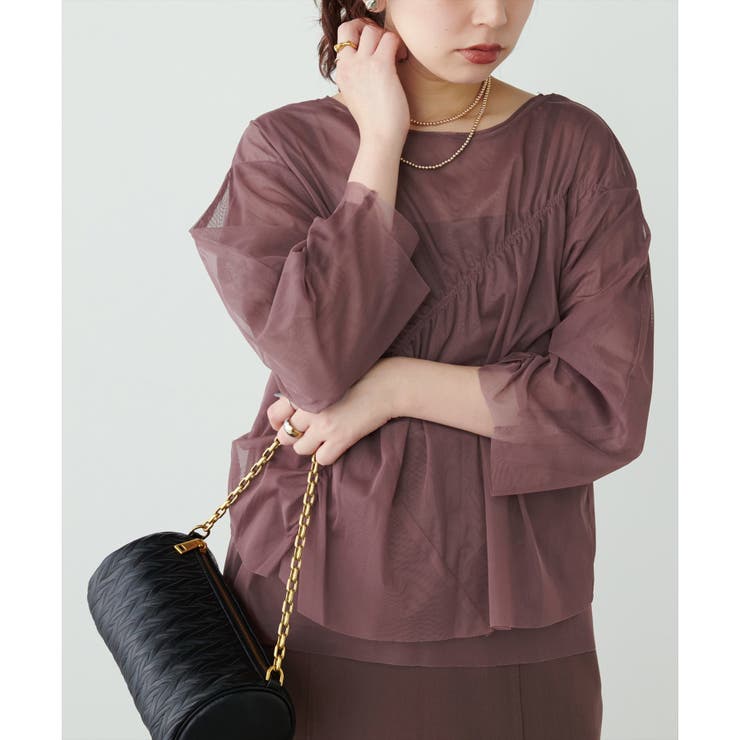 【natural couture】ネットチュールアシメ切替プルオーバー | NICE CLAUP / OLIVE des OLIVE　OUTLET | 詳細画像26 