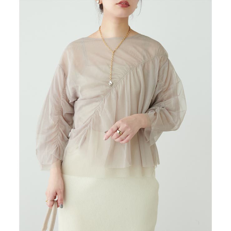 【natural couture】ネットチュールアシメ切替プルオーバー | NICE CLAUP / OLIVE des OLIVE　OUTLET | 詳細画像9 