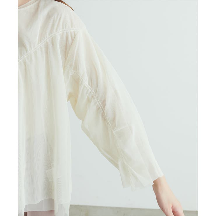 【natural couture】ネットチュールアシメ切替プルオーバー | NICE CLAUP / OLIVE des OLIVE　OUTLET | 詳細画像24 