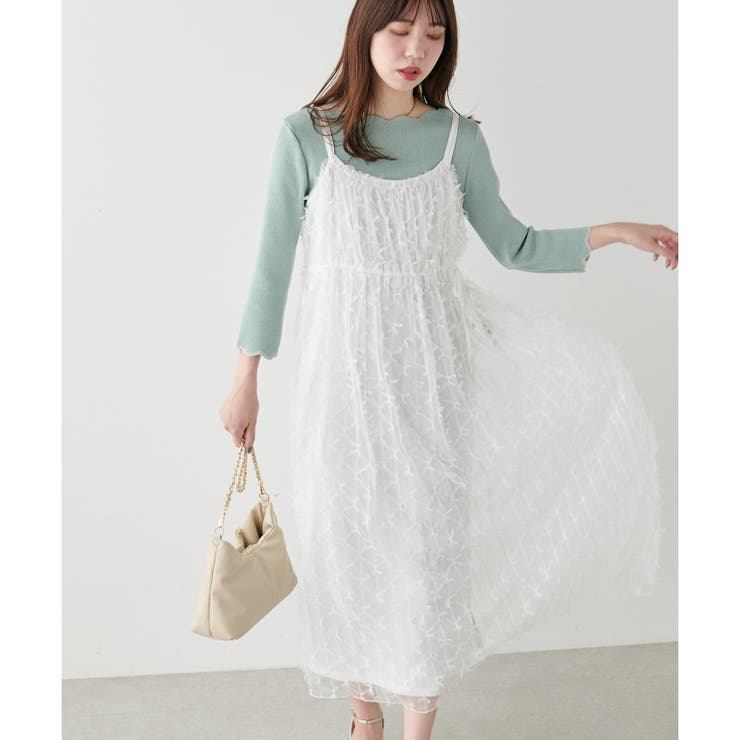 natural couture】リボンチュールキャミワンピース[品番 natural couture】リボンチュールキャミワンピース[品番