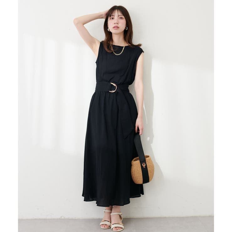 natural couture】べっ甲Dかん太ベルト涼しげワンピース[品番
