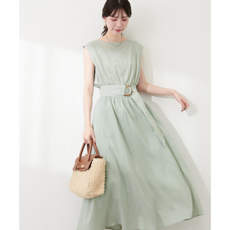 ミント | 【natural couture】べっ甲Dかん太ベルト涼しげワンピース | NICE CLAUP / OLIVE des OLIVE　OUTLET