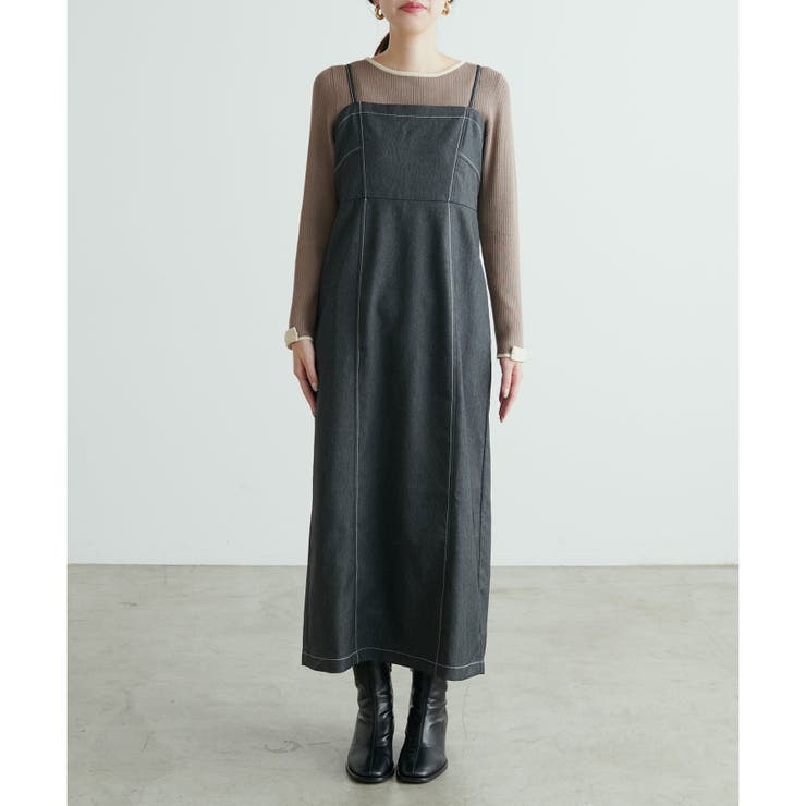 natural couture】デニム風ビスチェキャミワンピース[品番