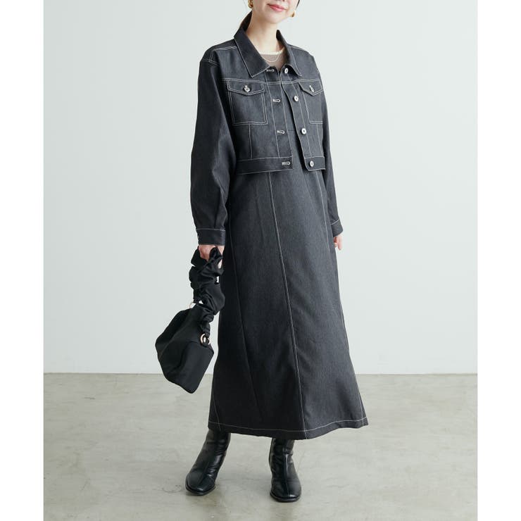 natural couture】デニム風ビスチェキャミワンピース[品番