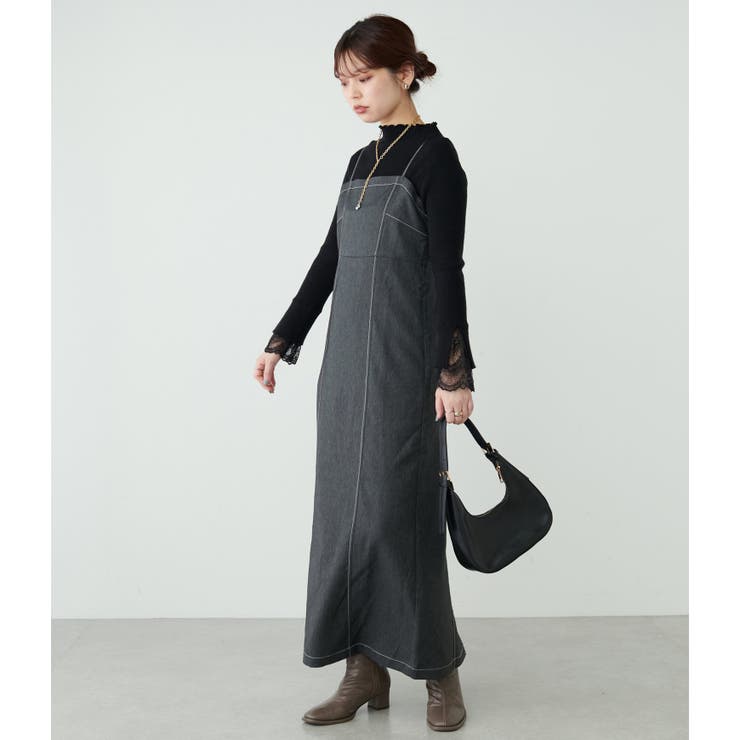 natural couture】デニム風ビスチェキャミワンピース[品番