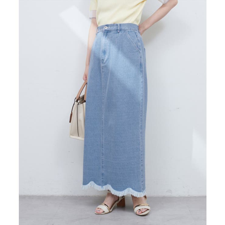 【natural couture】裾フリンジスカラップデニムスカート | NICE CLAUP / OLIVE des OLIVE　OUTLET | 詳細画像5 