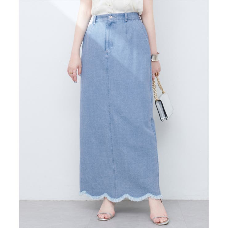 【natural couture】裾フリンジスカラップデニムスカート | NICE CLAUP / OLIVE des OLIVE　OUTLET | 詳細画像10 