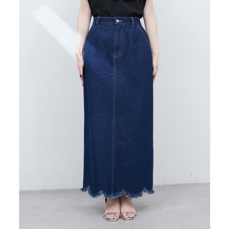 【natural couture】裾フリンジスカラップデニムスカート | NICE CLAUP / OLIVE des OLIVE　OUTLET | 詳細画像13 