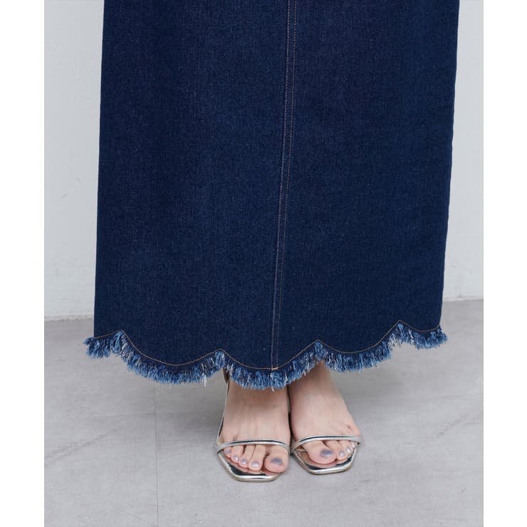 【natural couture】裾フリンジスカラップデニムスカート | NICE CLAUP / OLIVE des OLIVE　OUTLET | 詳細画像19 