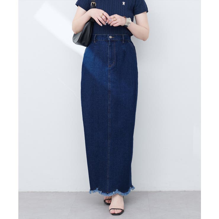 【natural couture】裾フリンジスカラップデニムスカート | NICE CLAUP / OLIVE des OLIVE　OUTLET | 詳細画像24 