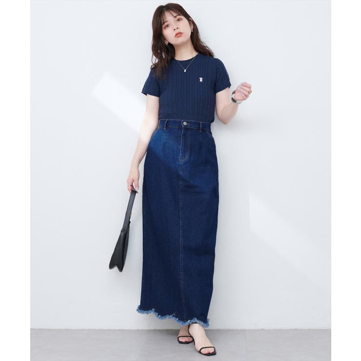 【natural couture】裾フリンジスカラップデニムスカート | NICE CLAUP / OLIVE des OLIVE　OUTLET | 詳細画像26 