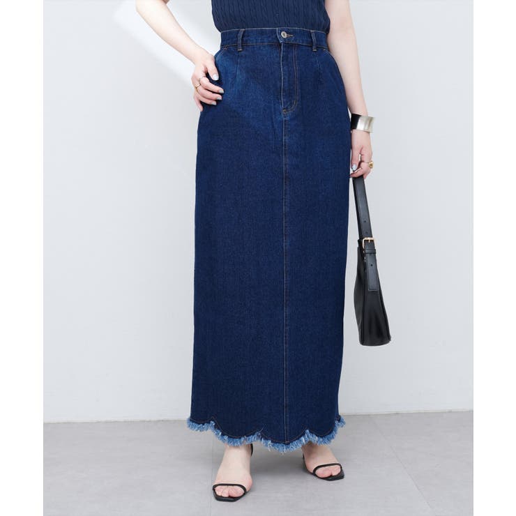 【natural couture】裾フリンジスカラップデニムスカート | NICE CLAUP / OLIVE des OLIVE　OUTLET | 詳細画像27 