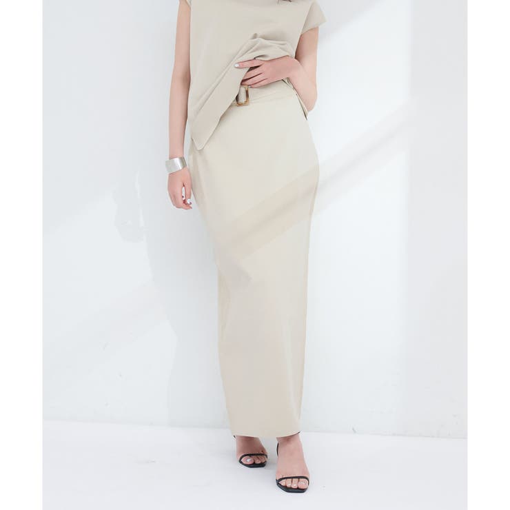 Lベージュ | 【natural couture】セットアップ対応べっこうベルト付きニット | NICE CLAUP / OLIVE des OLIVE　OUTLET