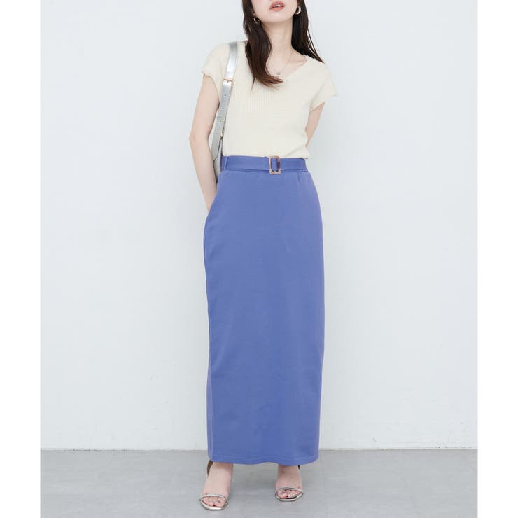 ブルー | 【natural couture】セットアップ対応べっこうベルト付きニット | NICE CLAUP / OLIVE des OLIVE　OUTLET