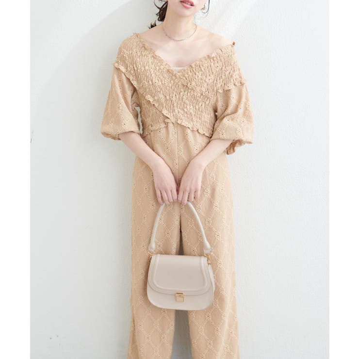 【natural couture】カットレースフロントクロスサロペ | NICE CLAUP / OLIVE des OLIVE　OUTLET | 詳細画像1 