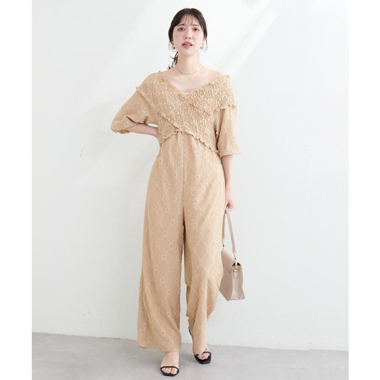 【natural couture】カットレースフロントクロスサロペ | NICE CLAUP / OLIVE des OLIVE　OUTLET | 詳細画像4 