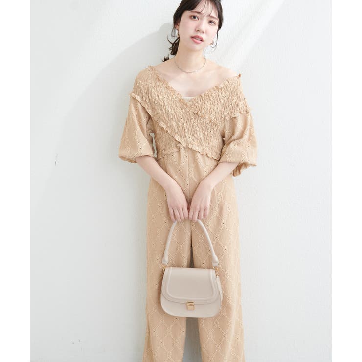 【natural couture】カットレースフロントクロスサロペ | NICE CLAUP / OLIVE des OLIVE　OUTLET | 詳細画像6 