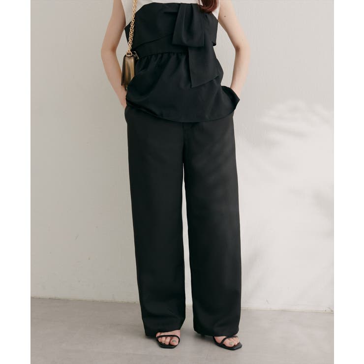 ブラック | 【natural couture】涼しげハイウエストストレートパンツ | NICE CLAUP / OLIVE des OLIVE　OUTLET