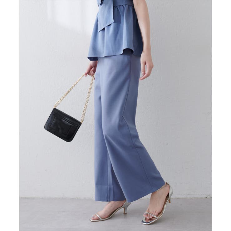 ブルー | 【natural couture】涼しげハイウエストストレートパンツ | NICE CLAUP / OLIVE des OLIVE　OUTLET