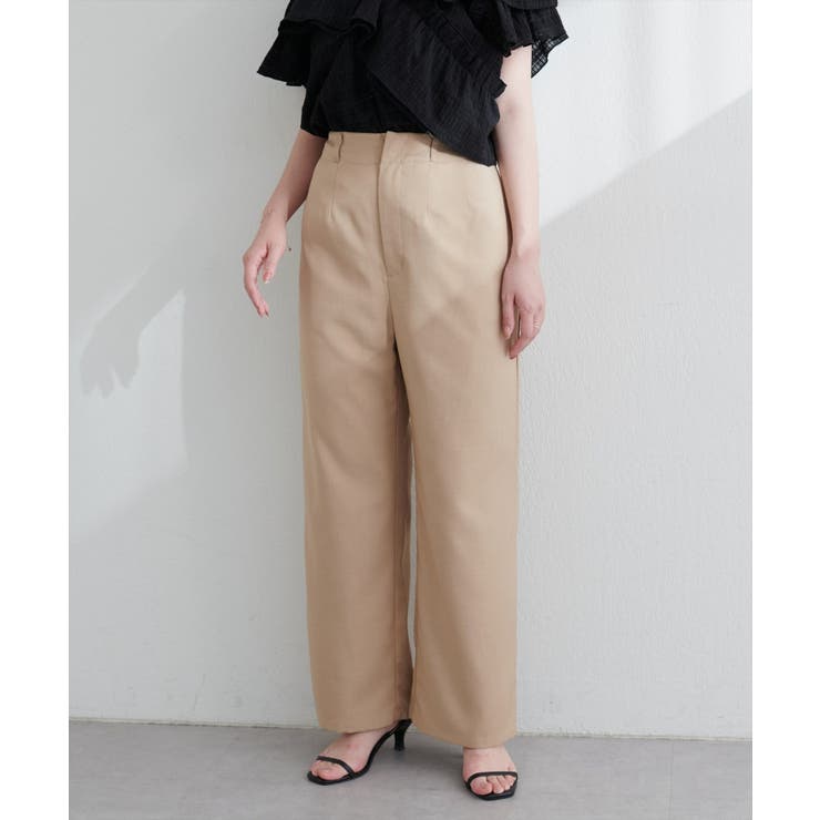 キャメル | 【natural couture】涼しげハイウエストストレートパンツ | NICE CLAUP / OLIVE des OLIVE　OUTLET