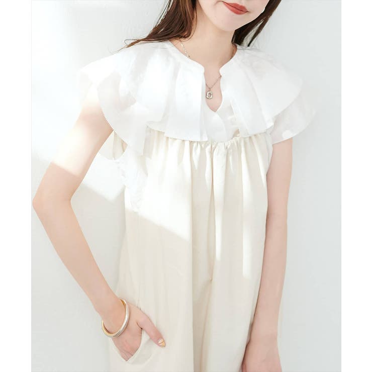 【natural couture】タックフリル衿スキッパーあきブラウス | NICE CLAUP / OLIVE des OLIVE　OUTLET | 詳細画像5 