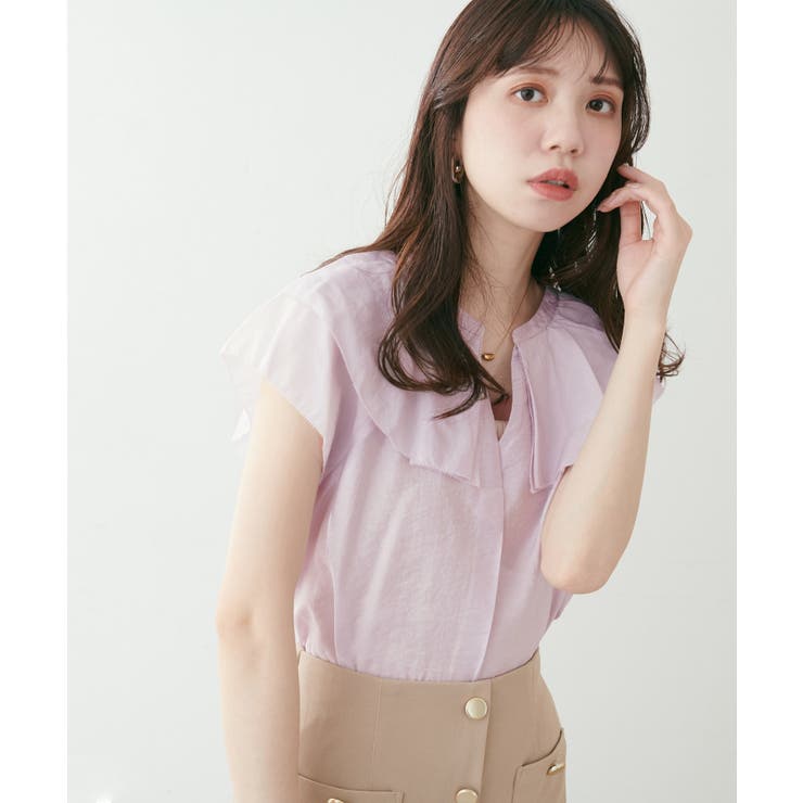 【natural couture】タックフリル衿スキッパーあきブラウス | NICE CLAUP / OLIVE des OLIVE　OUTLET | 詳細画像7 