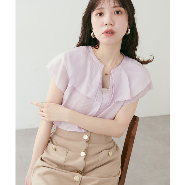 【natural couture】タックフリル衿スキッパーあきブラウス | NICE CLAUP / OLIVE des OLIVE　OUTLET | 詳細画像9 