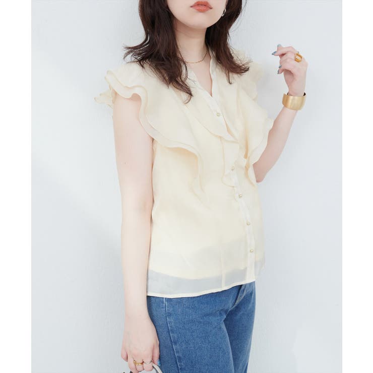 【natural couture】ラッフルフリルキーネックブラウス | NICE CLAUP / OLIVE des OLIVE　OUTLET | 詳細画像6 