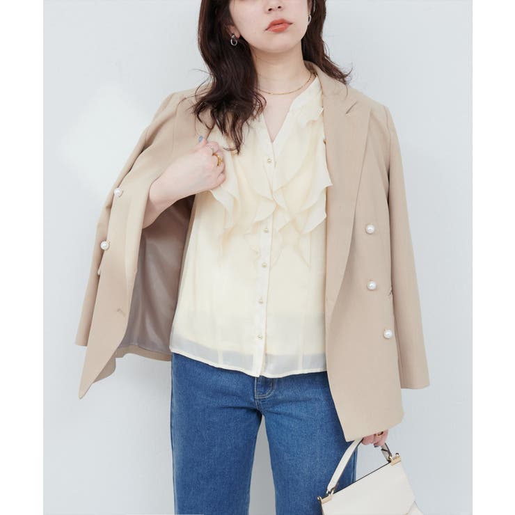 【natural couture】ラッフルフリルキーネックブラウス | NICE CLAUP / OLIVE des OLIVE　OUTLET | 詳細画像2 