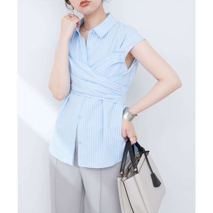 natural couture】フロントクロス2WAYシャツブラウス[品番 