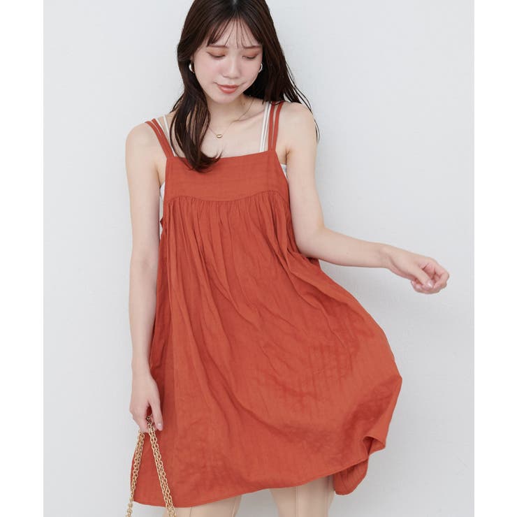 レンガ | 【natural couture】Wストラップキャミチュニック | NICE CLAUP / OLIVE des OLIVE　OUTLET