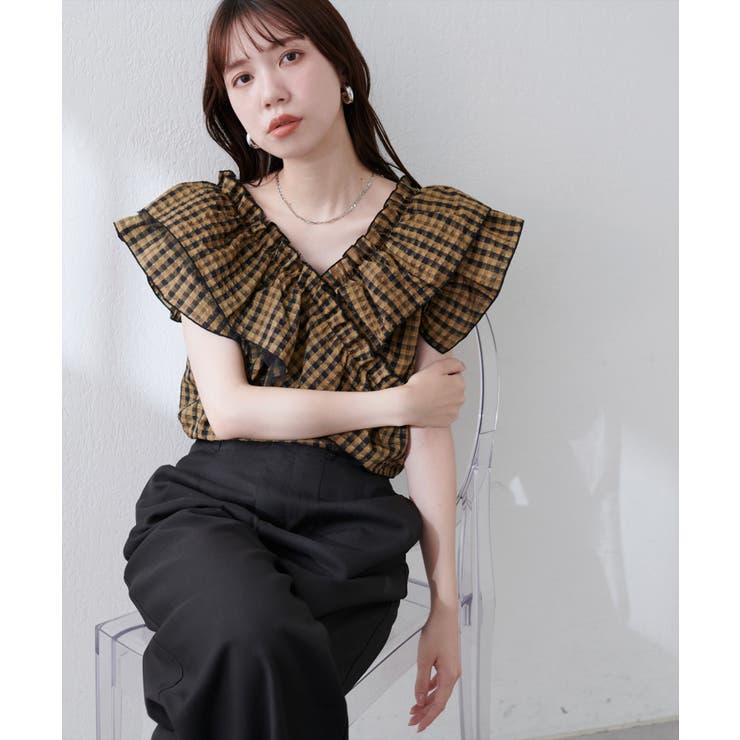 柄2 | 【natural couture】２WAYランダムフリルオフショルブラウス | NICE CLAUP / OLIVE des OLIVE　OUTLET