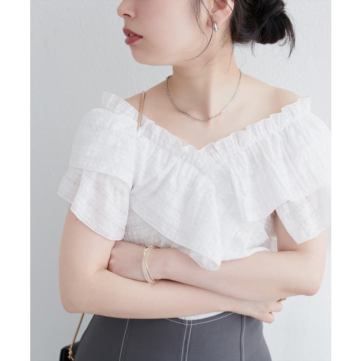 オフ | 【natural couture】２WAYランダムフリルオフショルブラウス | NICE CLAUP / OLIVE des OLIVE　OUTLET