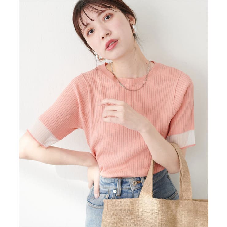 【natural couture】袖口シアー強撚リブニット | NICE CLAUP / OLIVE des OLIVE　OUTLET | 詳細画像4 