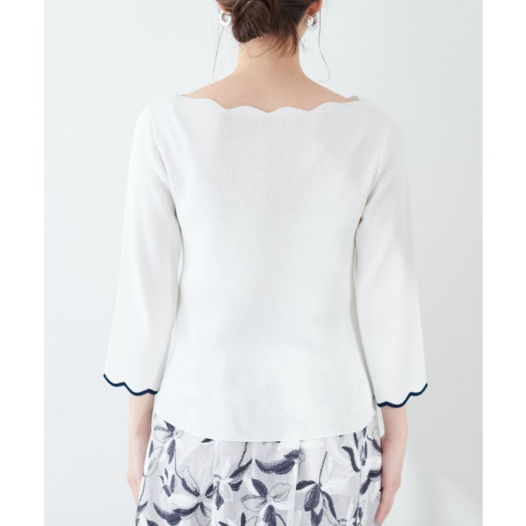 【natural couture】配色スカラップ強撚ニット（7二袖） | NICE CLAUP / OLIVE des OLIVE　OUTLET | 詳細画像7 