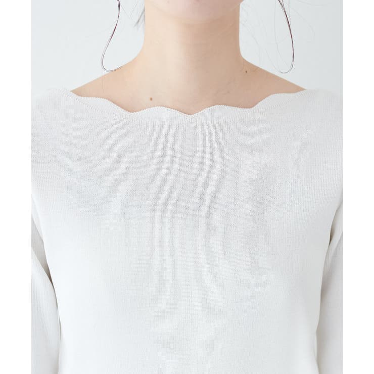 【natural couture】配色スカラップ強撚ニット（7二袖） | NICE CLAUP / OLIVE des OLIVE　OUTLET | 詳細画像9 