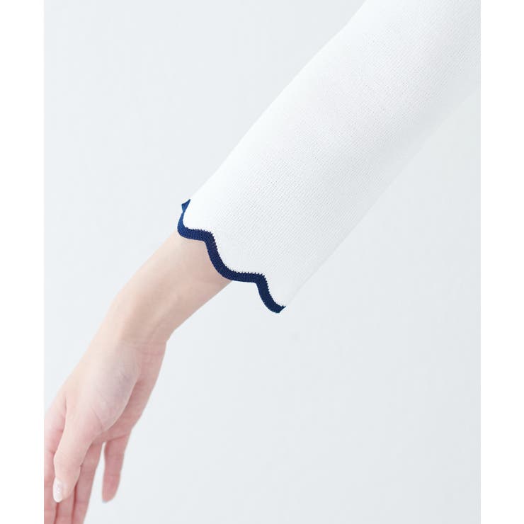 【natural couture】配色スカラップ強撚ニット（7二袖） | NICE CLAUP / OLIVE des OLIVE　OUTLET | 詳細画像10 