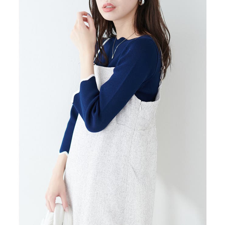 【natural couture】配色スカラップ強撚ニット（7二袖） | NICE CLAUP / OLIVE des OLIVE　OUTLET | 詳細画像19 