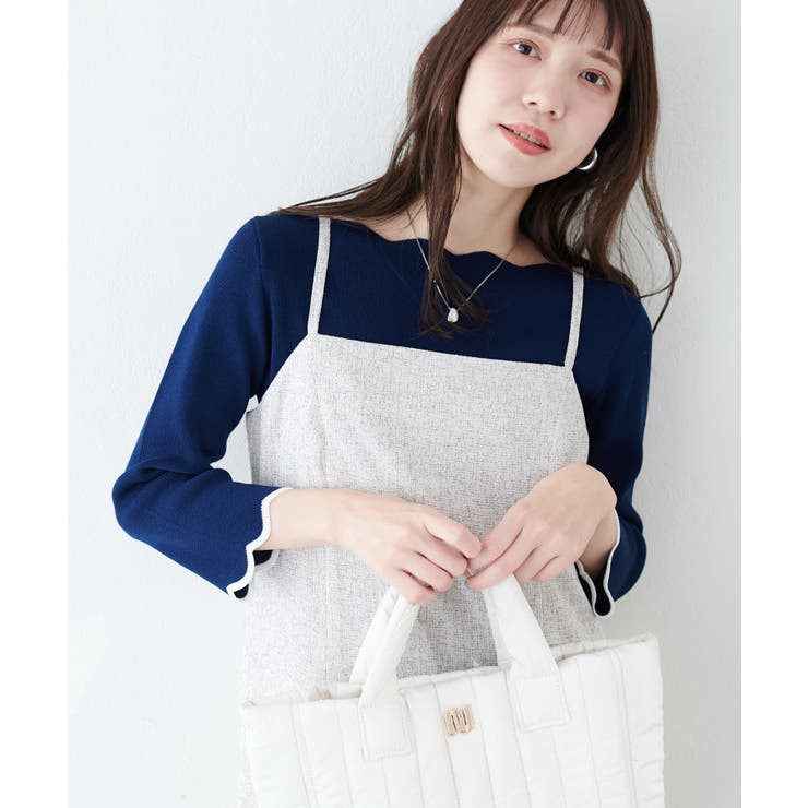 【natural couture】配色スカラップ強撚ニット（7二袖） | NICE CLAUP / OLIVE des OLIVE　OUTLET | 詳細画像21 