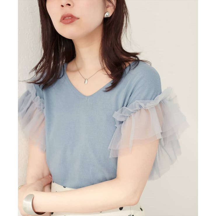 サックス | 【natural couture】前後2way、チュールフリルドッキングニッ… | NICE CLAUP / OLIVE des OLIVE　OUTLET